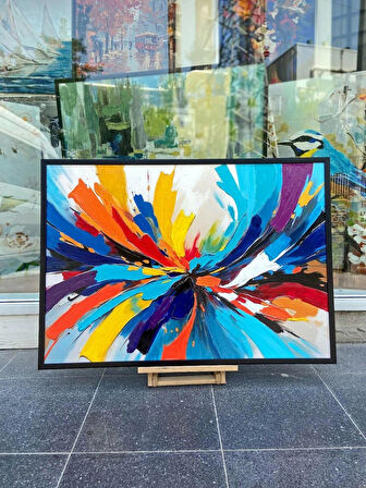 Yağlı Boya Dokulu Tablo Renkli Boyalar Soyut U08079