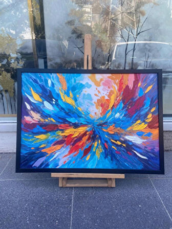 Yağlı Boya Dokulu Tablo Renkli Boyalar Soyut U08080