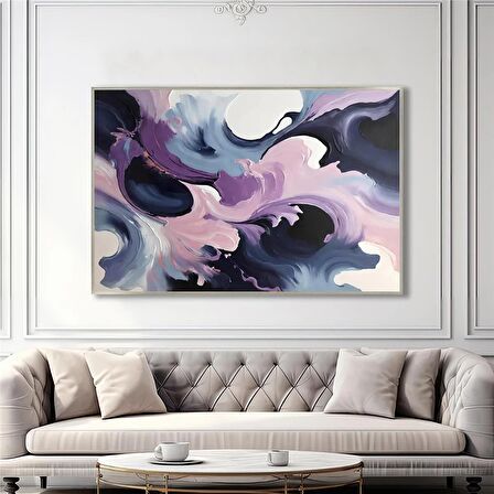 Yağlı Boya Dokulu Tablo Mor Lila Siyah Soyut U08090
