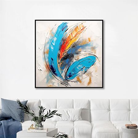 Yağlı Boya Dokulu Tablo Soyut Renkli Tüy U08094