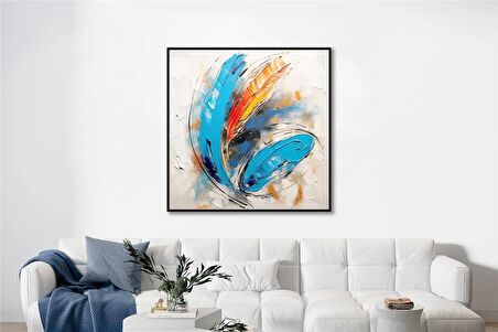Yağlı Boya Dokulu Tablo Soyut Renkli Tüy U08094