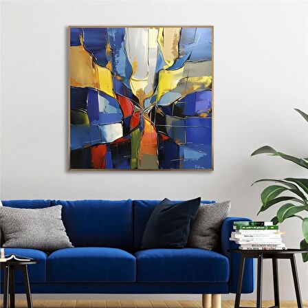 Yağlı Boya Dokulu Tablo Renkli Kare Soyut U08097