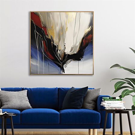 Yağlı Boya Dokulu Tablo Renkli Kare Soyut U08098