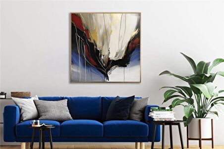 Yağlı Boya Dokulu Tablo Renkli Kare Soyut U08098