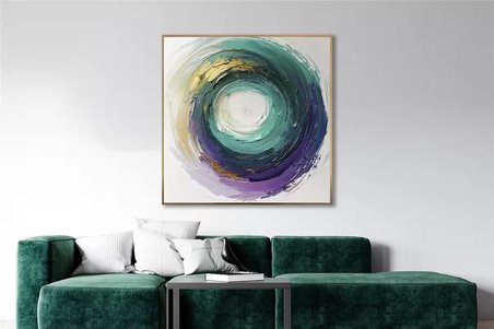 Yağlı Boya Dokulu Tablo Soyut Renkli Halka U08099