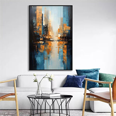 Yağlı Boya Dokulu Tablo Soyut Şehir Manzarası New York U09004