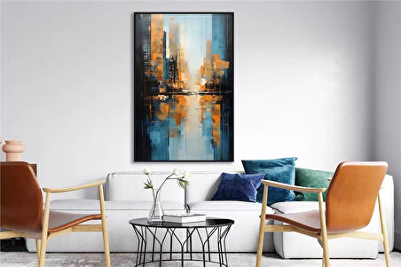 Yağlı Boya Dokulu Tablo Soyut Şehir Manzarası New York U09004