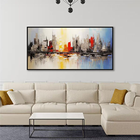 Yağlı Boya Dokulu Tablo Soyut Şehir Manzarası U09012