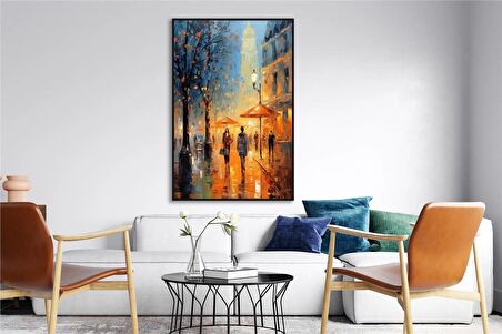 Yağlı Boya Dokulu Tablo Modern Paris Sokak U09013