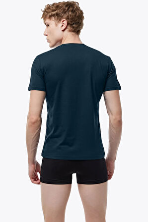 Erkek Siyah Füme Taş Rengi 3 lü V Yaka Modal İnce Yaz Serinliği Tişört 3M085