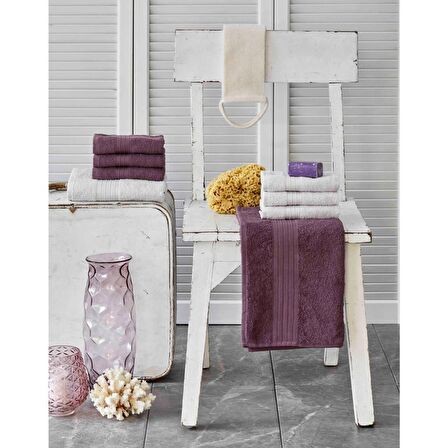 Karaca Home Delora Mürdüm/Gri 8 Parça Havlu Seti