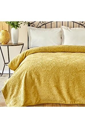 Karaca Home Scala Çift Kişilik Emboss Battaniye Hardal 200 x 220 cm