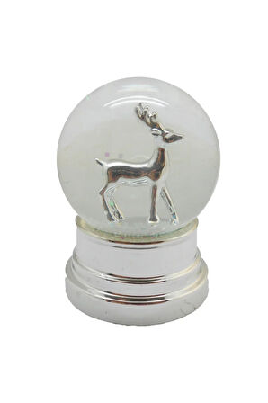 Karaca Home New Year Yılbaşı Reindeer Kar Küresi Gümüş