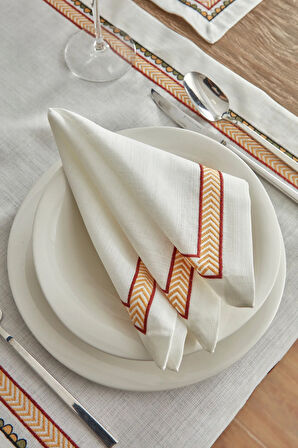 Karaca Home x Arslantepe Ekru Nakışlı Runner Set
