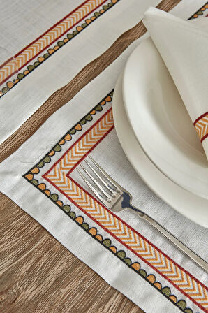 Karaca Home x Arslantepe Ekru Nakışlı Runner Set