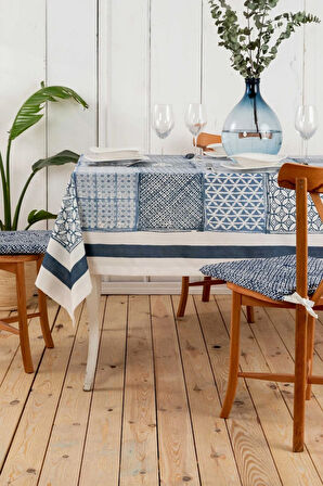Karaca Home Castore Mavi Baskılı Masa Örtüsü 150x240 cm
