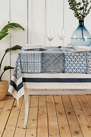 Karaca Home Castore Mavi Baskılı Masa Örtüsü 150x240 cm