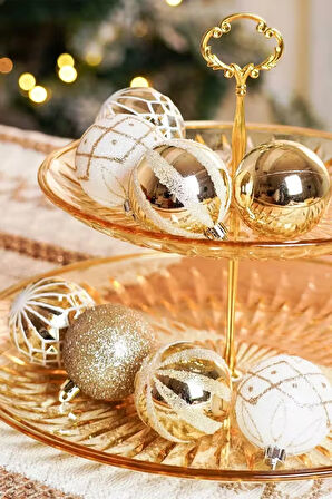 Karaca Home New Year Yıllbaşı Goldy Yıldız Başlıklı 21 Parça Ağaç Süsleme Seti