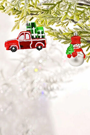 Karaca Home Gift Truck & Snowman 2 Parça Ağaç Süsü Seti