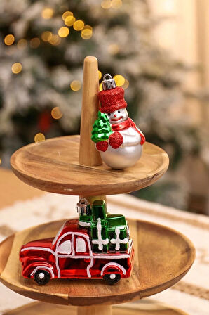 Karaca Home Gift Truck & Snowman 2 Parça Ağaç Süsü Seti