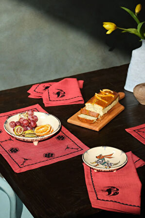 Karaca Home Paye Selçuklu Serisi Kuş Terracotta Nakışlı Amerikan Servis Set 