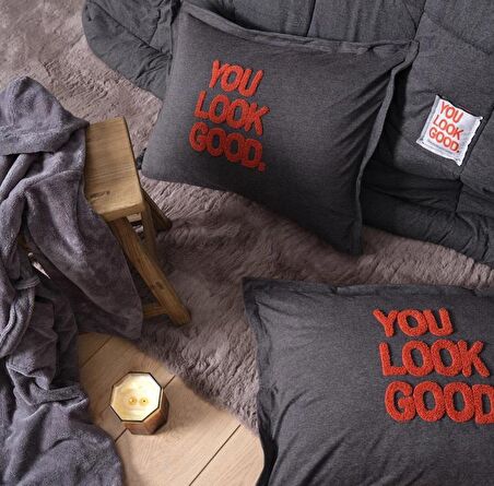 Karaca Home Cotton Comfort Set Çift Kişilik Motto Antrasit