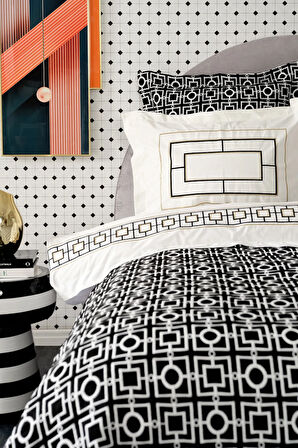 Karaca Home Minerva Siyah Çift Kişilik Nakışlı Düet Set