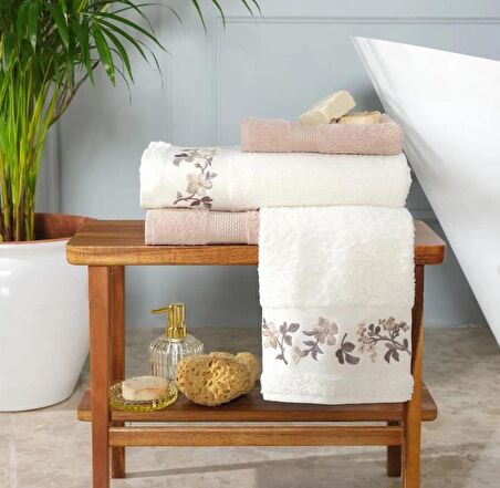 Karaca Hamam Seti %100 Pamuk Flora Kırmızı/Bej