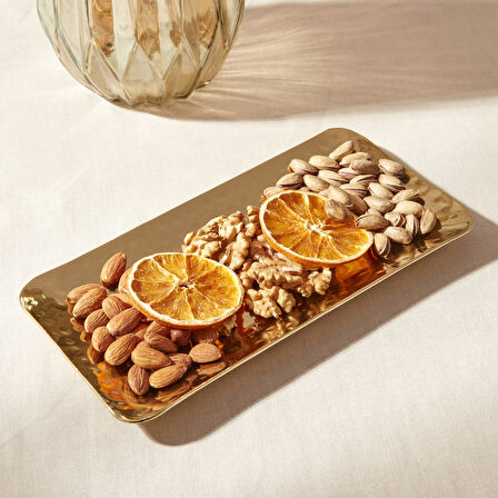 Karaca Loren New Year Yılbaşı Dekoratif Tepsi 25x12 cm Gold