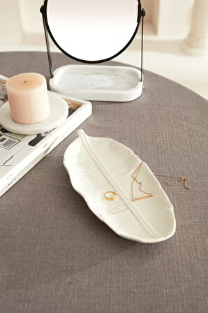 Karaca Home Leaf Dekoratif Tabak Beyaz