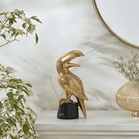 Karaca Home Toucan Biblo 14.5x9.5x30.5 cm Gold