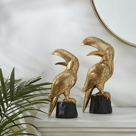 Karaca Home Toucan Biblo 14.5x9.5x30.5 cm Gold