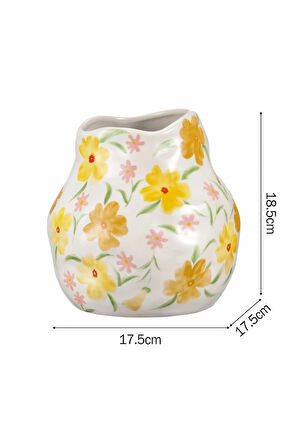 Karaca Home Spring Çiçek Desenli Vazo Sarı