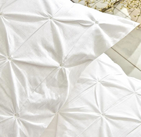 Karaca Home White Collection  Castello %100 Pamuk Tek Kişilik Puntolu Nevresim Takımı Beyaz