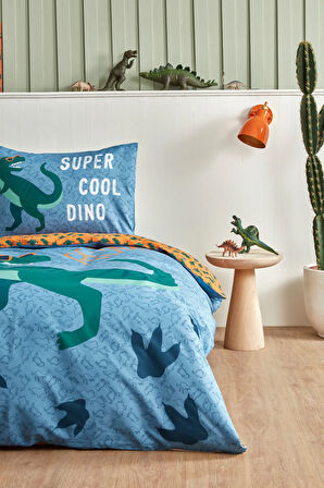 Karaca Home Young Cool Dino %100 Pamuk Tek Kişilik Nevresim Takımı Yeşil