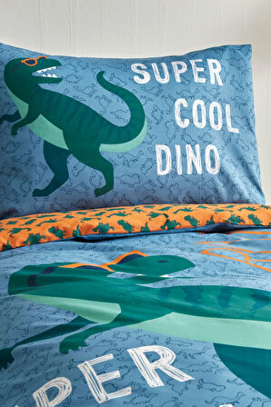 Karaca Home Young Cool Dino %100 Pamuk Tek Kişilik Nevresim Takımı Yeşil