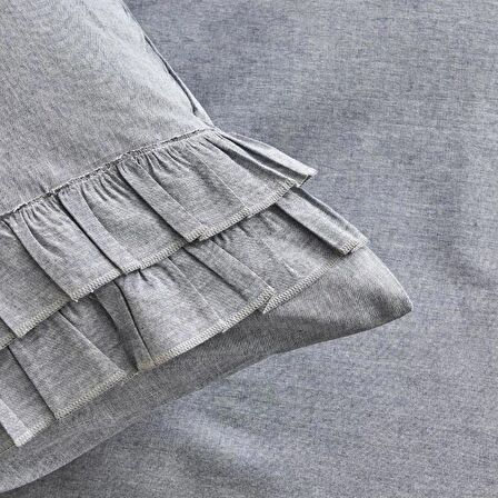 Karacahome Denim Azur Mavi %100 Pamuk Çift Kişilik Nevresim Takımı