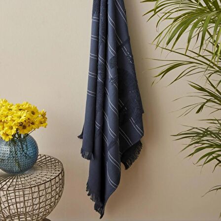 Karaca Home Denim Palm Banyo Havlusu 85x150 cm Lacivert