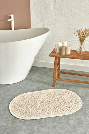 Karaca Home Vista Oval Paspas 90x60 cm Ekru
