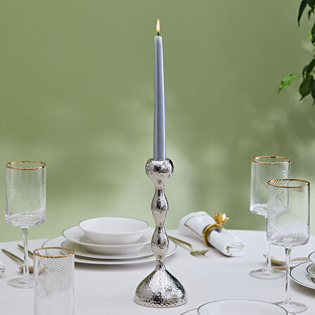 Karaca Home Arlen Tekli Şamdan Silver 23 cm