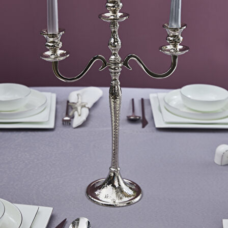 Karaca Home Rena 3'lü Şamdan Silver 45x30 cm