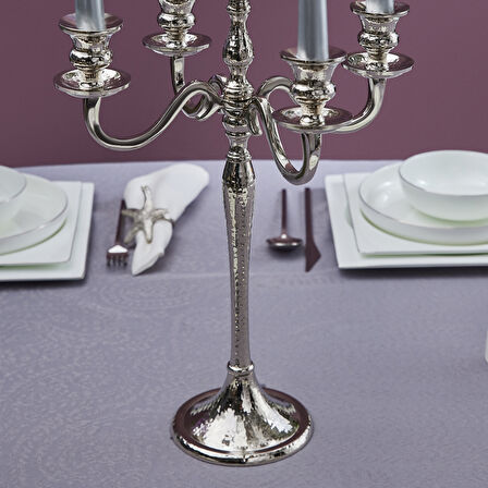 Karaca Home Rena 5'li Şamdan Silver 45x30 cm