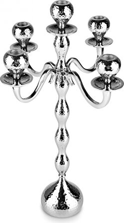 Karaca Home Arlen 5'li Şamdan Silver 42x29 cm