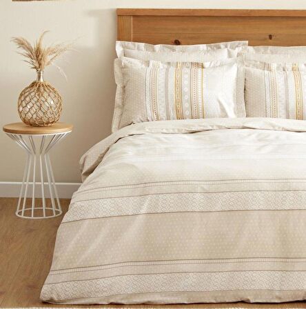 Karaca Home Keira %100 Pamuk Çift Kişilik Nevresim Takımı Bej