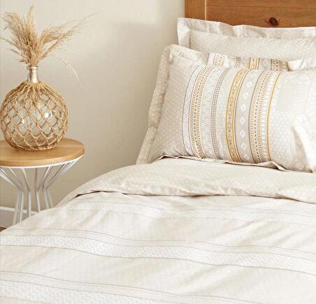 Karaca Home Keira %100 Pamuk Çift Kişilik Nevresim Takımı Bej