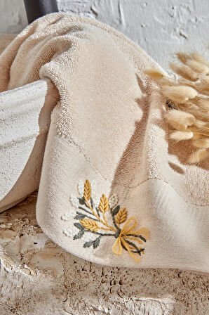 Karaca Home Comfort Touch Nakışlı %100 Pamuk Havlu Bej 30x50 Cm