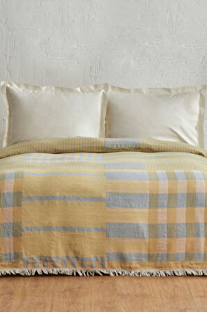 Karaca Home Striped %100 Pamuk Çift Kişilik Müslin Pike Mavi