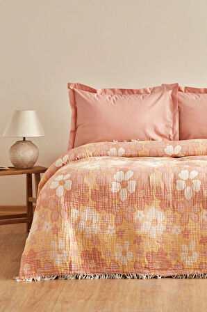 Karaca Home Nelly Müslin Çift Kişilik Pike Yatak Örtüsü Takımı Somon