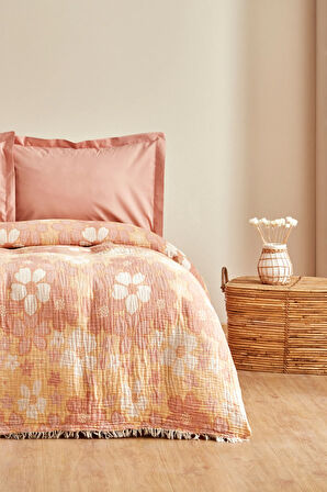 Karaca Home Nelly Müslin Çift Kişilik Pike Yatak Örtüsü Takımı Somon