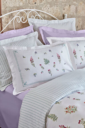 Le Mans Çift Kişilik Percale Nevresim Pike Takımı Lila
